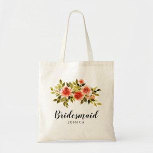 Watercolor Röd ros Bröllop Bridesmaid Tygkasse