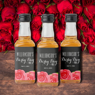 Watercolor Röd ros Derby Party Mini Spritflaskor Etikett