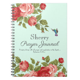 Watercolor Röd ros Prayer Journal Anteckningsbok