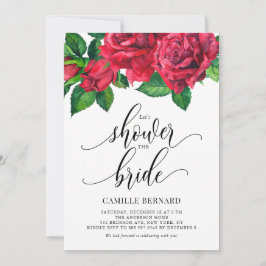 Watercolor Röd ros Visa Möhippan Bride Inbjudningar