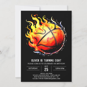 Watercolor Roligt Boy Basketball Birthday Inbjudningar