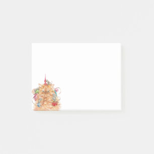 Watercolor Roligt Grumpy Cat Kitten jul Post-it Block