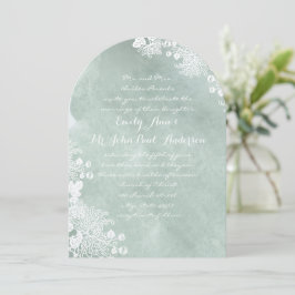 Watercolor Romantic Blommigt Sage Grönt Bröllop Inbjudningar