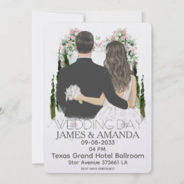 Watercolor Romantic Couple On Budget Invitation Inbjudningar