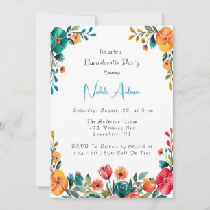 Watercolor Romantik Bachelorette Party Inbjudningar