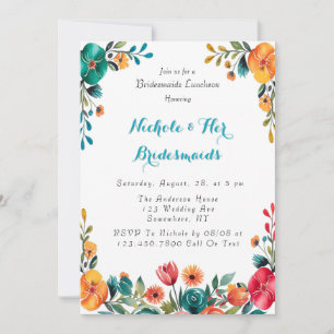 Watercolor Romantik Bridesmaids Luncheon Inbjudningar
