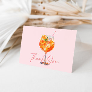 Watercolor Rosa Aperol Spritz Bröllopsfest Tack Kort