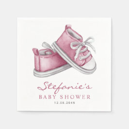 Watercolor Rosa Baby Shoes Det är en flicka Baby S Pappersservett