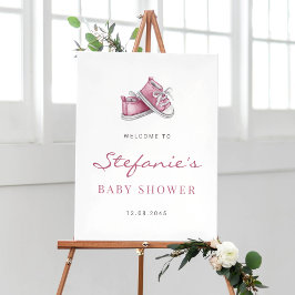 Watercolor Rosa Baby Shoes Det är en flicka Baby S Poster