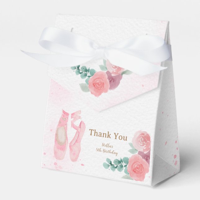 Watercolor Rosa Ballerina Shoes Presentaskar (Framsidan Sidan)