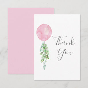 Watercolor Rosa Balloon Eucalyptus Greenery Tack Kort