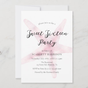 Watercolor Rosa Beach Sweet sixteen Party Inbjudningar