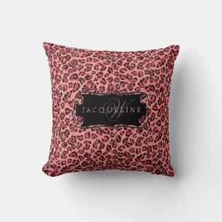 Watercolor Rosa Black Leopard Girl Nursery Decor Kudde