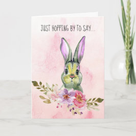 Watercolor Rosa Blommigt Bunny Påsk Helgkort