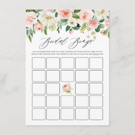 Watercolor Rosa Blommigt Garland Möhippa Bingo Tilläggskort