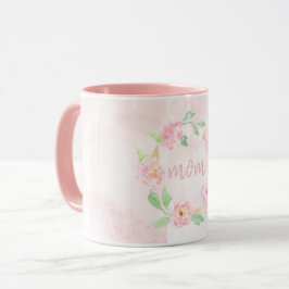 Watercolor Rosa Blommigt Mors dag Gift Mugg