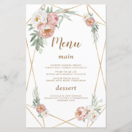 Watercolor Rosa Blommigt Pampas Grass Bröllop Menu