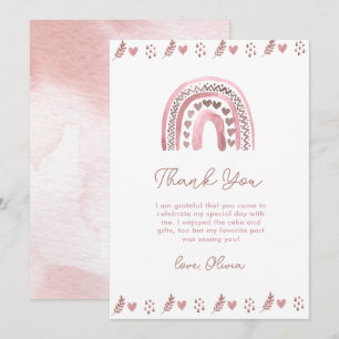 Watercolor Rosa Boho Rainbow Tack Kort