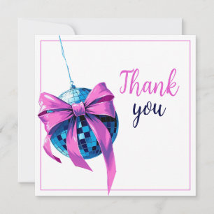 Watercolor Rosa Bow Disco Boll Sweet 16 Birthday Tack Kort