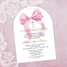 Watercolor Rosa Bow Girl Confirmation Arch Inbjudningar