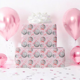 Watercolor Rosa Bow Ribbon Silver Disco Boll Presentpapper