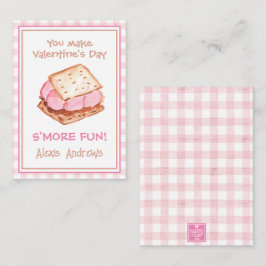 Watercolor Rosa Gingham S'mores Valentine's Cards Anteckningskort