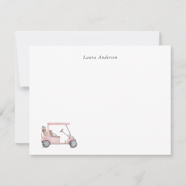Watercolor Rosa Golf cart, Golfers Personlig Tack Kort (Framsida)