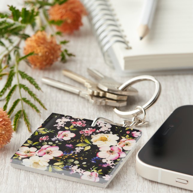 Watercolor Rosa Gul ros Black Background (Högra Framsidan)