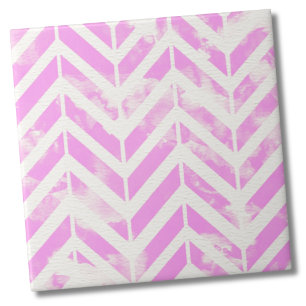 Watercolor Rosa Herringbone Mönster Kakelplatta