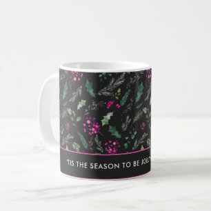 Watercolor Rosa Holly jul Kaffemugg
