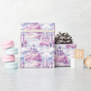 Watercolor Rosa Lila Princess Castle - Presentpapper