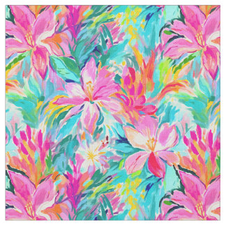 Watercolor Rosa Lily Oasis Tyg