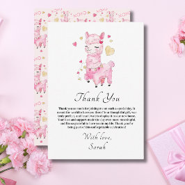Watercolor Rosa Llama Möhippa Tack Kort