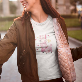 Watercolor Rosa Llama T Shirt