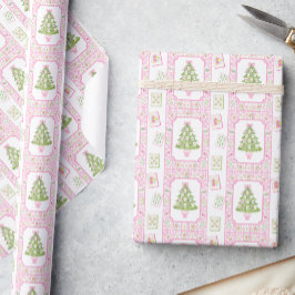 Watercolor Rosa Mahjong Julgran Presentpapper