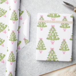 Watercolor Rosa Mahjong Julgran Presentpapper