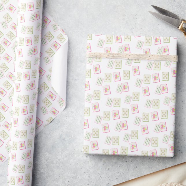 Watercolor Rosa Mahjong Tiles Presentpapper (Skapare uppladdad)
