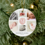 Watercolor Rosa Ombre Monogram Photo Collage Girl Julgransprydnad Keramik<br><div class="desc">Watercolor Rosa Ombre Monogram Photo Collage Girl Ceramic Ornament (Redigera)</div>