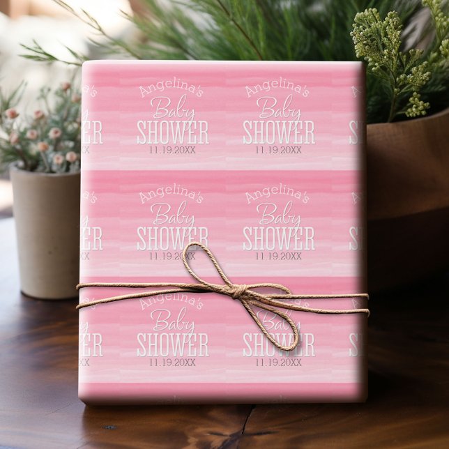 Watercolor Rosa Ombre Sweet Girl Baby Shower Presentpapper (Custom Wrapping Paper)