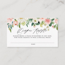 Watercolor Rosa Peach Blommigt Garland Diaper Raff Tilläggskort