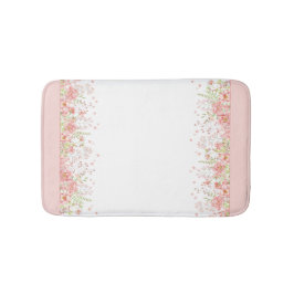 Watercolor Rosa Peach White Blommigt Gräns Badrumsmatta