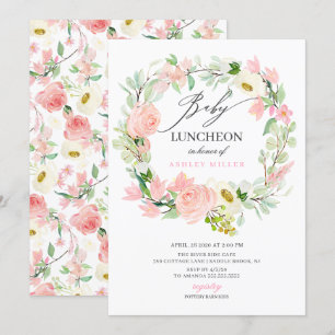 Watercolor Rosa Peonies Blommigt Baby Luncheon Inbjudningar