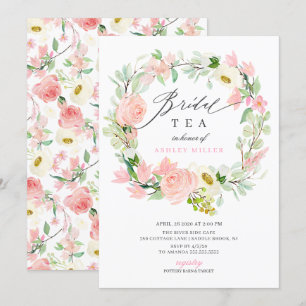 Watercolor Rosa Peonies Blommigt Möhippa Tea Inbjudningar