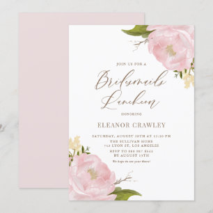 Watercolor  Rosa Peony Bridesmaids Luncheon Inbjudningar