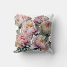 Watercolor Rosa Peony Cushion