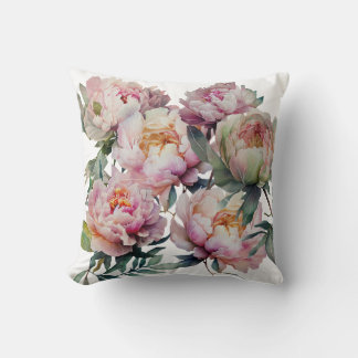 Watercolor Rosa Peony Cushion Kudde