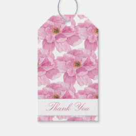 Watercolor Rosa Peony Presentetikett