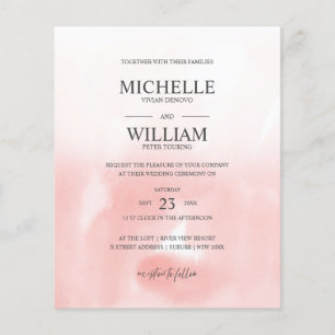Watercolor Rosa Plain Elegant Budget Bröllop