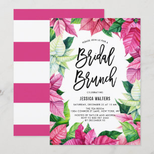 Watercolor Rosa Poinsettias Blommigt Möhippa Brunc Inbjudningar
