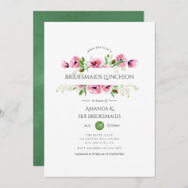 Watercolor Rosa Poppies Bridesmaids Luncheon Inbjudningar